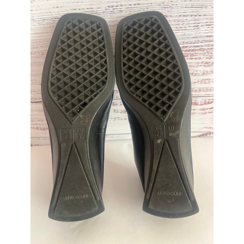 AREOSOLES Women’s   leather low-wedge slide loafers Black Size 7 - Picture 8 of 10